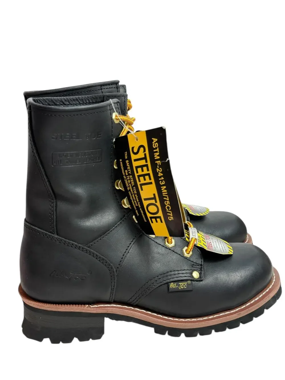 AdTec Boots Mens Size 8.5 Black Leather Steel Toe Lace Up Work Safety 1428